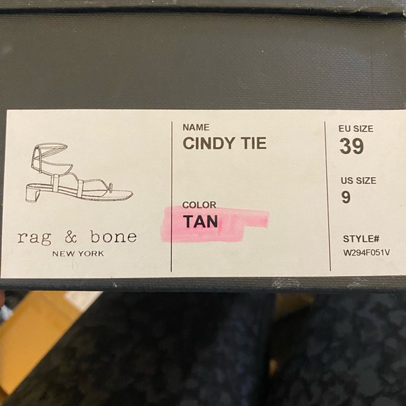 🆕Rag & Bone NIB Cindy Tie Sandal in Tan (RB-26) - Picture 9 of 10